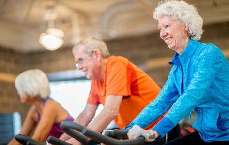 Arthritis patients rehab on exercise bikes