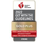 Gold Plus with Target: Stroke Elite Plus, Target: Stroke Advanced Therapy and Target: Diabetes Honor Rolls, from the American Heart Association 