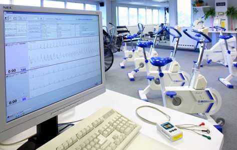 Cardiac rehab exercise equipment and monitor